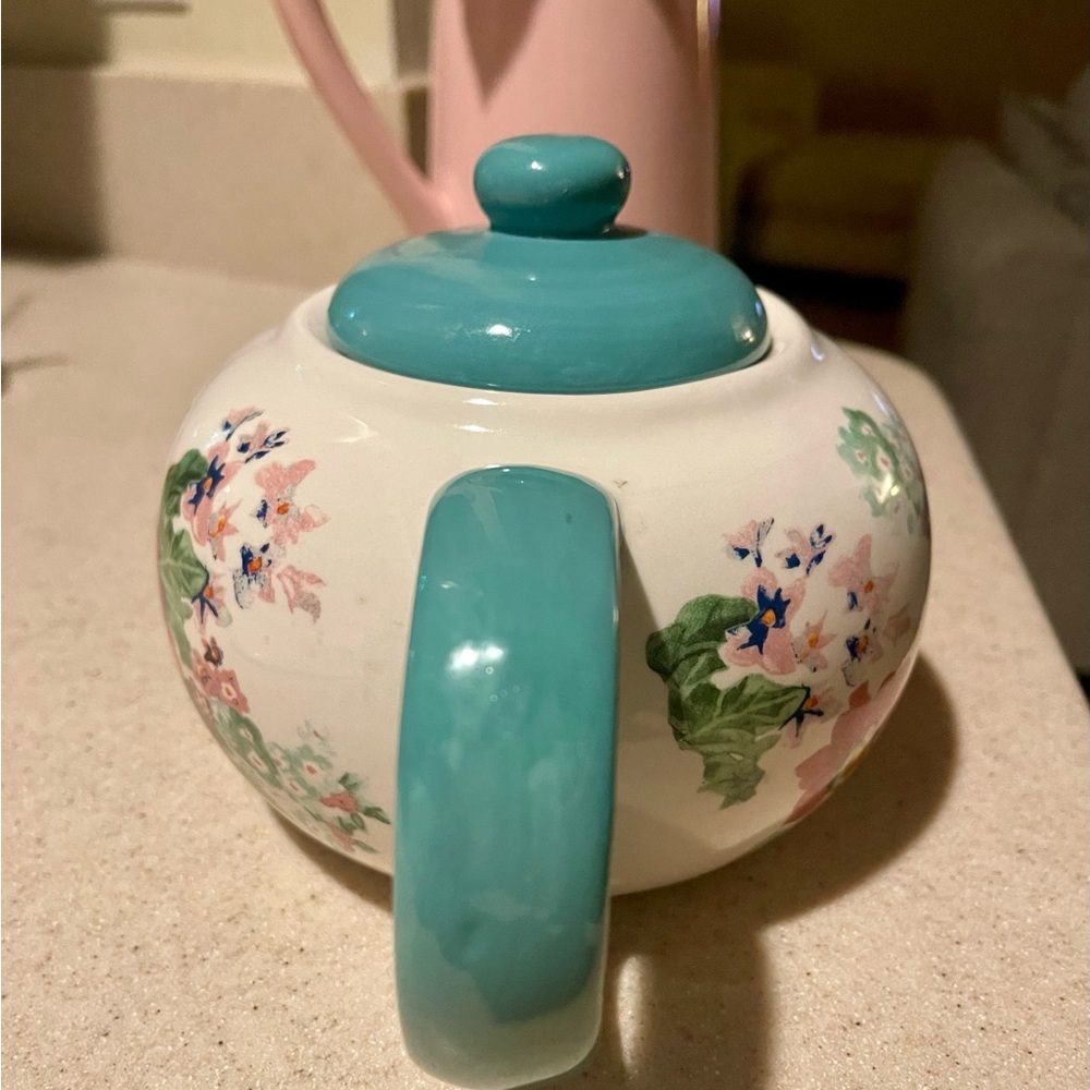 The Pioneer Woman Teal and Cream Floral Teapot - Picture 13 of 13